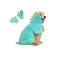 thumbnail image 1 of Juego de toallas para perros, bata ajustable de microfibra Pawyee L Blue Dino, 1 of 8