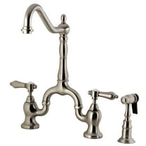 Kingston Brass KS7758BALBS Heirloom Two-Handle 3-Hole Deck Mount Bridge Kitchen Faucet with Brass Side Sprayer in Brushed Nickel