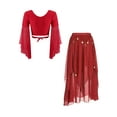thumbnail image 2 of Zaldita Women Belly Dance Dress Belly Cropped Top with Sparkly Sequin Skirts 2 Piece Outfits Red One Size, 2 of 7