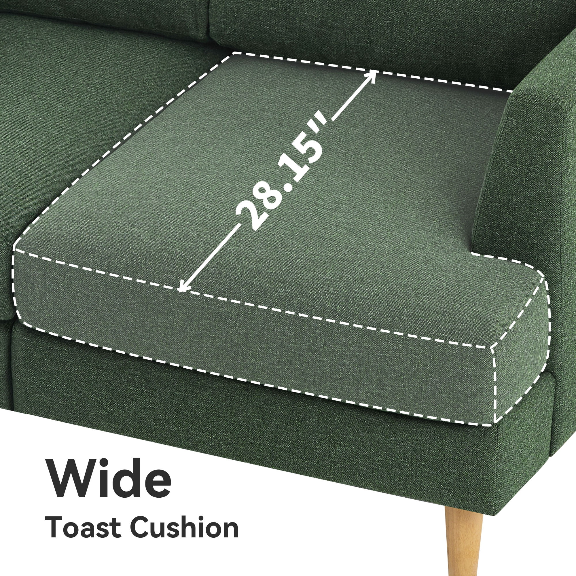 Gericco Loveseat Sofa, Mid Century Modern Decor Love Seat Couches for Living Room（Green）
