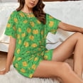 thumbnail image 4 of Sikiie Pumpkin Leaves Womens Pajama Sets Short Sleeve Top With Pants Sleepwear 2 Piece Lounge Set-Small, 4 of 6