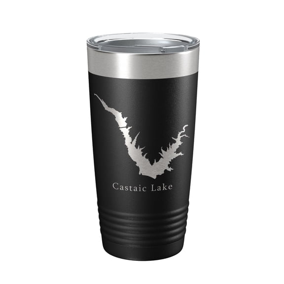 Castaic Lake Map Tumbler Travel Mug Insulated Laser Engraved Coffee Cup California 20 oz Black
