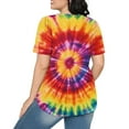 thumbnail image 5 of jtjvou Women's Business Work Blouse Tie Dye Tuinc Going out Tops for Teen Summer Casual Loose Crewneck Tees Trendy Fashion Short Sleeve Shirts Multicolor,L, 5 of 6