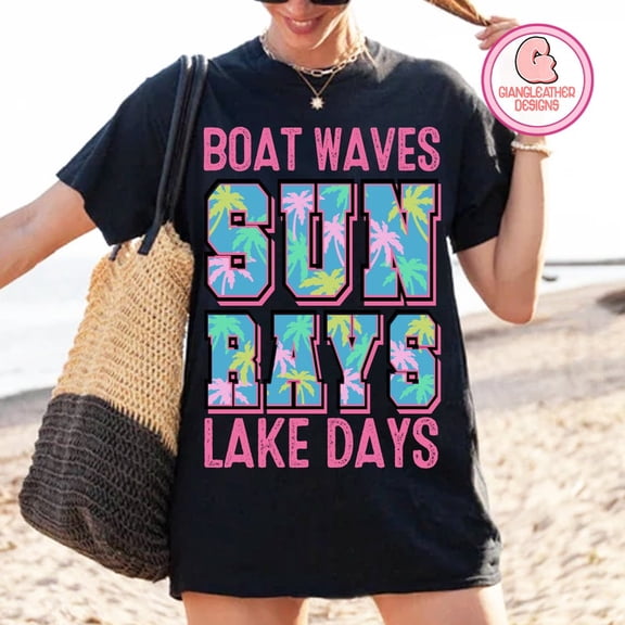 Boat Waves Sun Rays Lake Days T-Shirt, Retro Summer Tee, Beach Vibes Shirt, Trendy Summer Shirt, Sublimation Summer T-Shirt