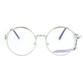 thumbnail image 2 of SA106 Victorian Medieval Engraving Metal Round Circle Flat Lens Eye Glasses Silver, 2 of 3