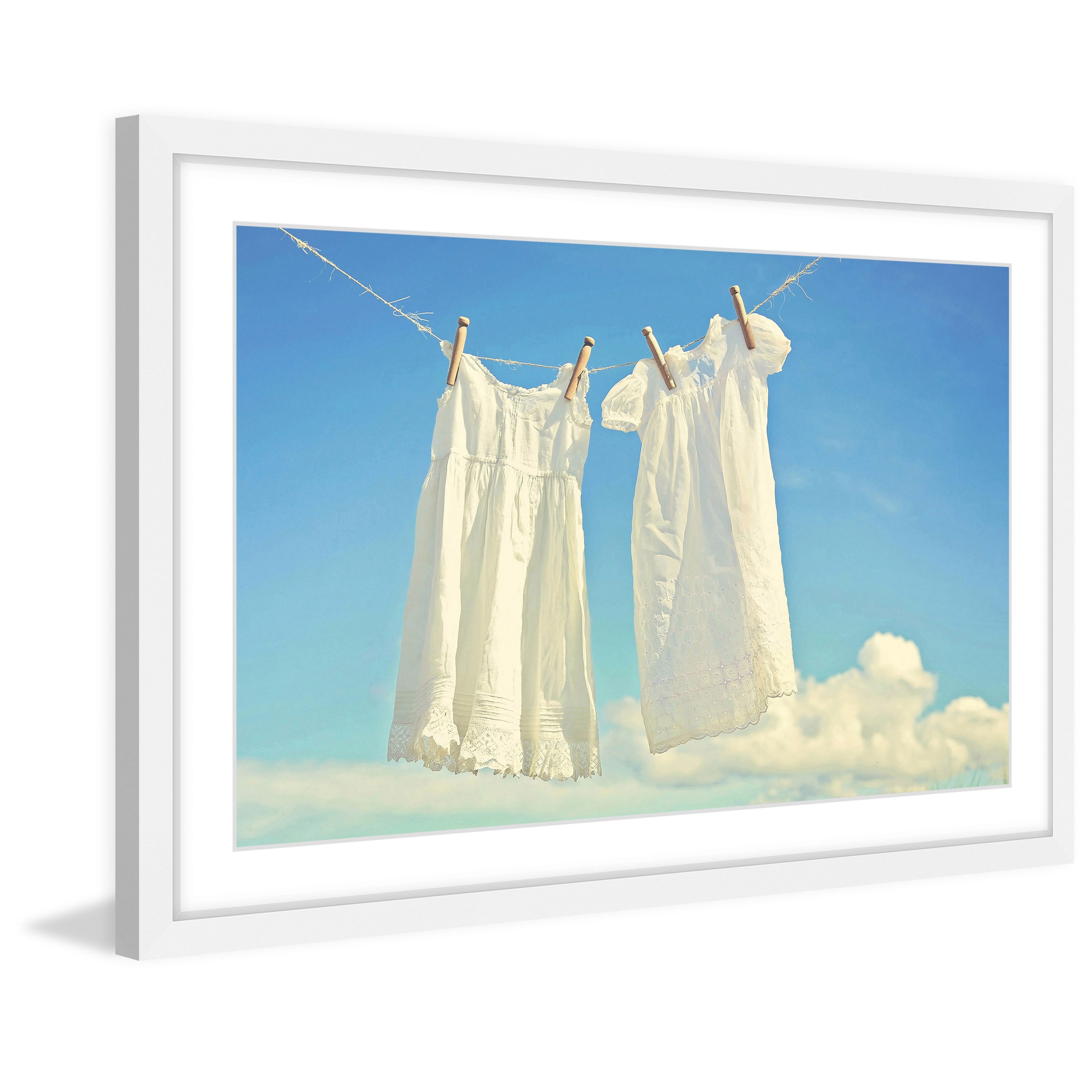 Marmont Hill "Hanging Whites" by Sylvia Cook Framed Painting Print