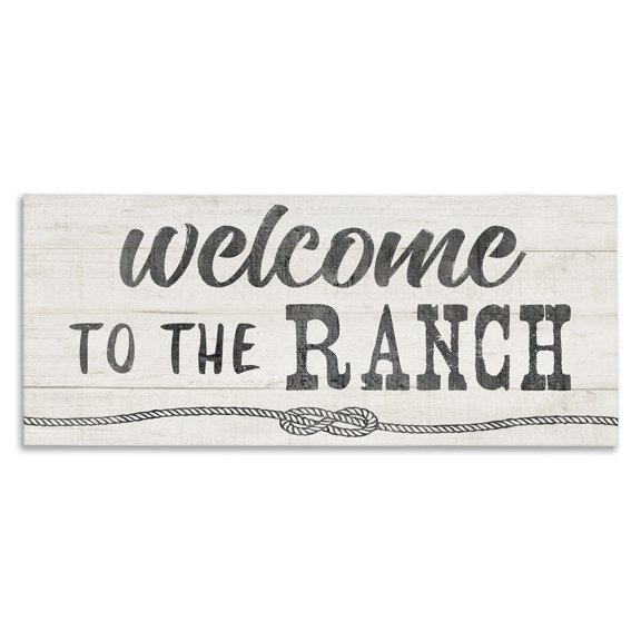Stupell Industries Welcome to Ranch Rustic Text & Numbers Painting Wrapped Canvas Art Print Wall Art, 24 x 10