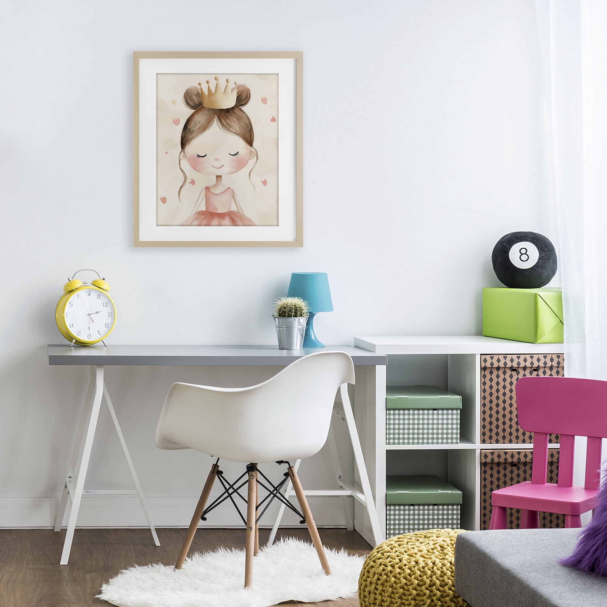 Stupell Industries Pink Ballerina in Crown Birch Framed Print Under Glass, design by Creative Studio