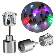MeesMeek LED Light Up Ear Stud, Colorful Flashing Earring Stainless Steel Party Night Bling Ear Ring Studs Jewelry - 5 Pairs