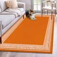 thumbnail image 2 of Burnt Orange Geometric Large Area Rugs for Bedroom Living Room, Soft Non Slip Carpet Bedside Rug, Country Greece Key Art Rectangular Floor Cover Kitchen Accent Rug 2.7'x5' for Dining Room/Office, 2 of 9