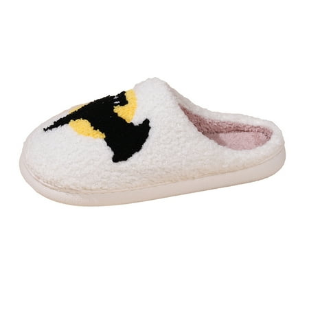 

LAKIDAY Women and Men Bat Slippers Retro Soft Plush Lightweight House Slippers Slip-on Cozy Indoor Outdoor Slippers Slip on Anti-Skid Sole