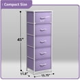 thumbnail image 5 of Sorbus Narrow 5-Drawer Dresser Nightstand, Purple, Steel Frame, Wood Top, 5 of 5