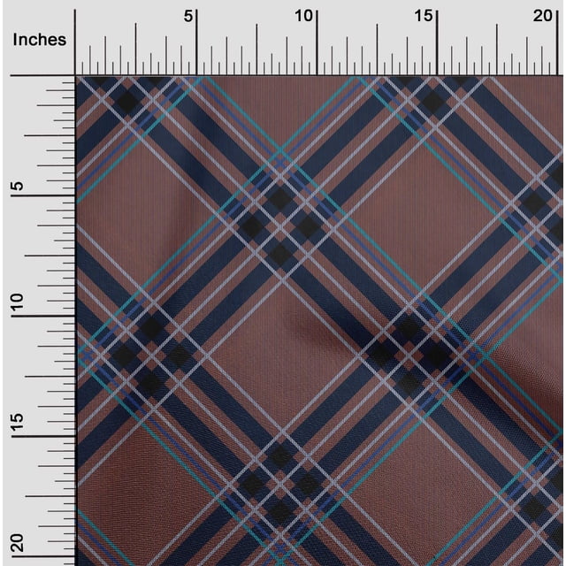 oneOone Cotton Poplin Fabric Tartan Check Print Fabric BTY 42 Inch Wide