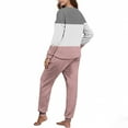 thumbnail image 5 of HAiming Womens Fleece Pajama Set Striped Casual Long Sleeve Jogger Pants Pjs Comfortable Sleepwear, 5 of 7