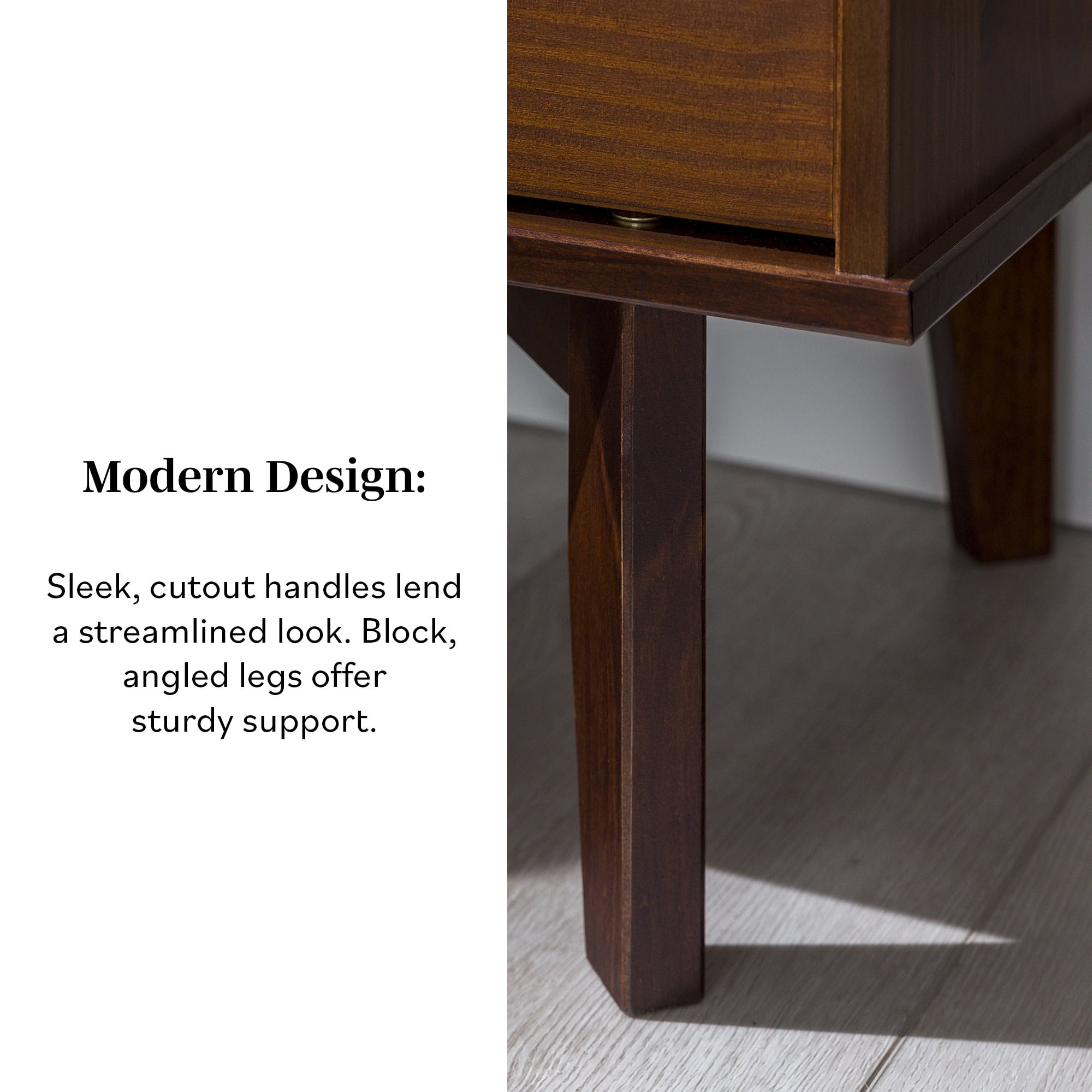 Walker Edison Sonoma 2-Drawer Nightstand, Walnut