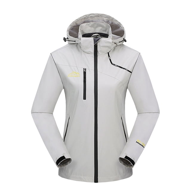 LSLJS Manteau Coupe-Vent d'Extérieur pour Femme, Veste à Capuche avec Poche, Manches Longues, Haut, Manteau (Blanc, TTG)