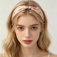 thumbnail image 2 of UJNDER Summer French Floral Print Silk-like Headband for Hair Wrap Scarf Bow Tie Soft Boho Style Head Tie Accessory Headbands for Women,01_Beige,One Size, 2 of 5