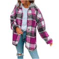 thumbnail image 1 of Gibobby chaquetass Deportivas para Mujer Chaqueta de mujer Moda Otoño Invierno Abrigos para mujer Sudadera con capucha Abrigo de lana Impresión a cuadros Blusa con capucha Tops (Rosa, L), 1 of 5