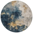thumbnail image 2 of HomeRoots 603049 8 ft. Blue, Gray & Gold Round Abstract Washable Indoor & Outdoor Area Rug, 2 of 5