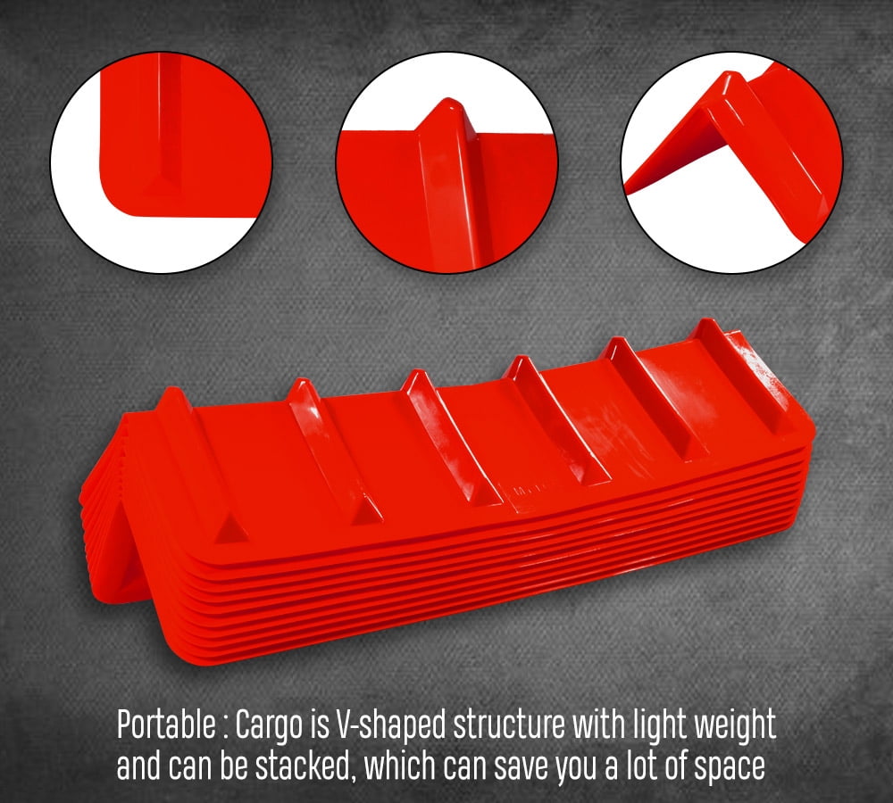 20 Pack Red Flatbed Edge Protectors - 8" x 8" x 36" | V Shaped Winch Ratchet Straps Plastic Corner Protector for Flatbed Cargo Load