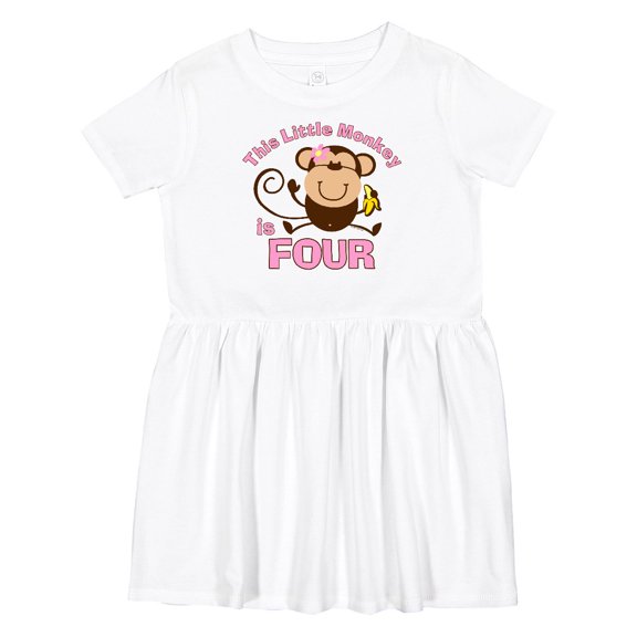 Inktastic Little Monkey Girl 4th Birthday Girls Toddler Dress
