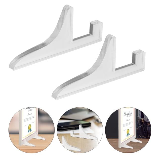 AURARMLET 2Pairs Clear Acrylic Photo Frame Stand for Office Display and Storage with Decorative Support