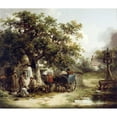 thumbnail image 2 of George Morland 14x12 Black Ornate Wood Framed Double Matted Museum Art Print Titled: The Bell Inn, Kilburn, 2 of 5