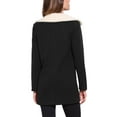 thumbnail image 3 of Winter Overcoat for Women Single Breasted Outerwear Mid-thigh Contrast Collar Pea Coat XS Black, 3 of 6
