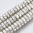 thumbnail image 3 of 10 strand Electroplated Natural Lava Rock Beads Strands Heishi Beads Flat Round/Disc Bumpy Silver Plated 8x4mm Hole: 1.2mm 105pcs/strand 15.75 inch(40cm), 3 of 6