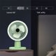 thumbnail image 5 of Mini ventilador de escritorio con luz LED, recargable por USB, tres velocidades ajustables para uso en el hogar y la oficina, ventilador de circulación portátil con batería de 1800 mAh para refrigera, 5 of 6