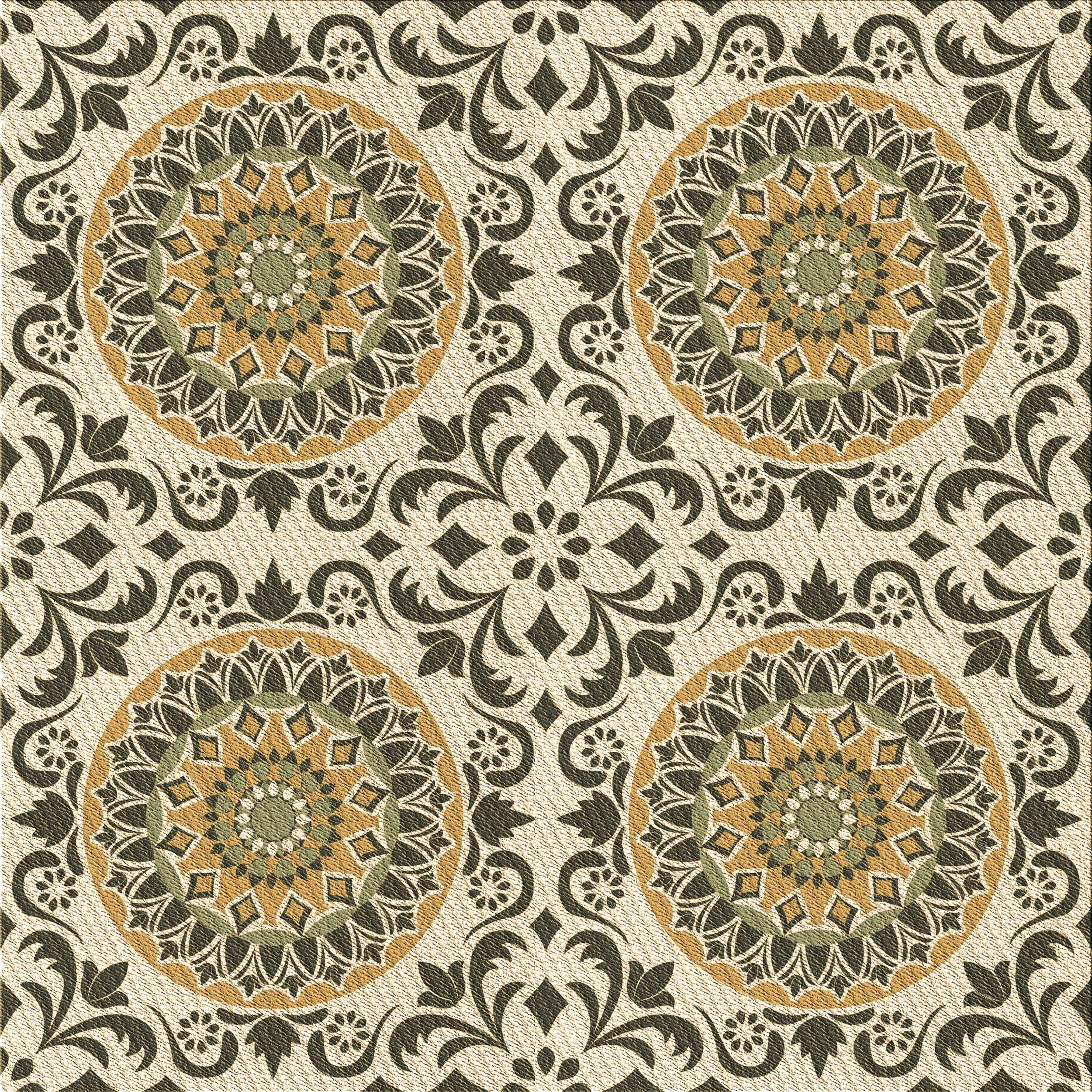 Ahgly Company Indoor Square Patterned Khaki Gold Area Rugs, 7' Square