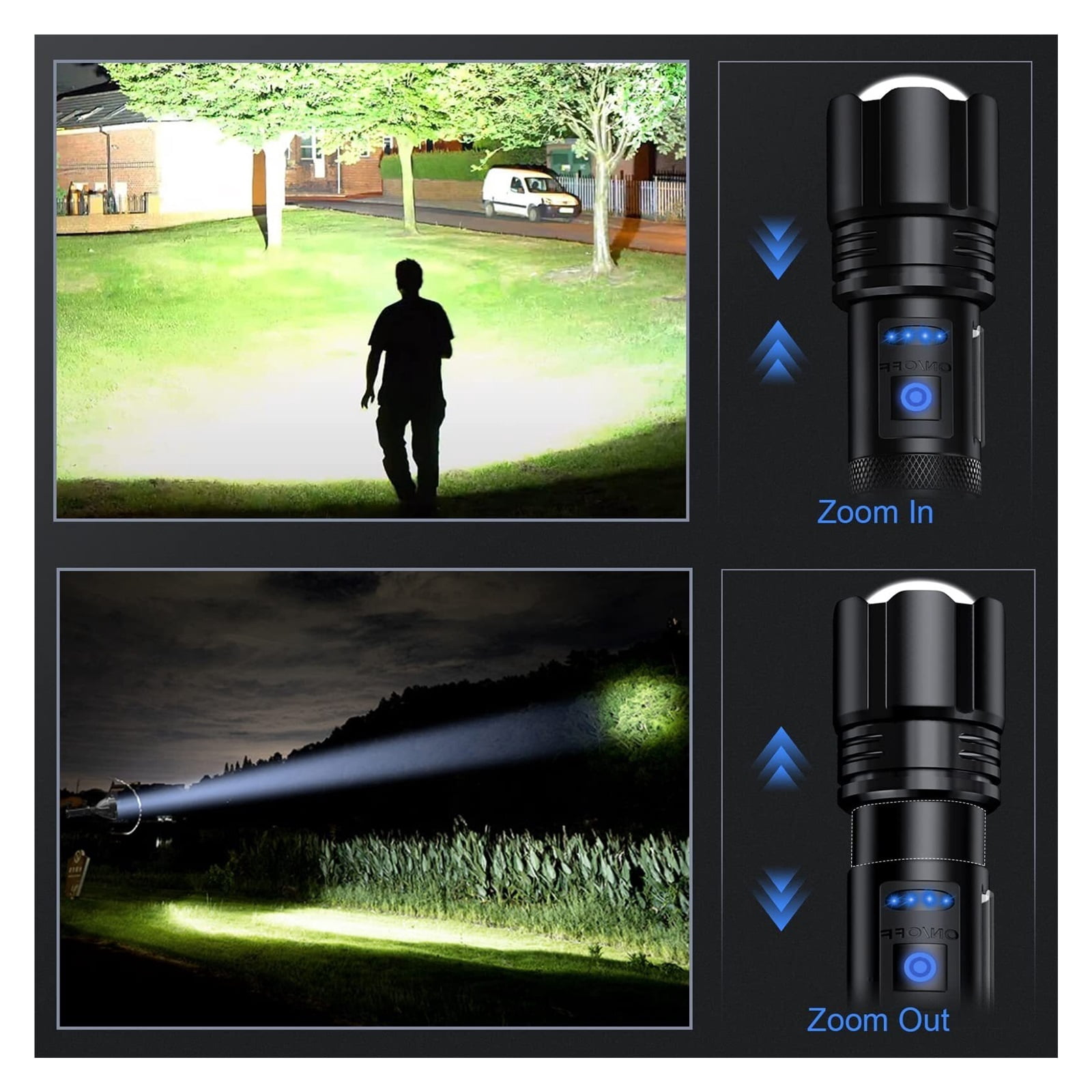 Rechargeable Flashlights High Lumens, Led Flashlight 990000 Lumens Bright Flash Light with 7 Modes, Flashlights for Camping, Home, IPX7 Waterproof (2 Pack)
