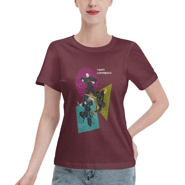 T-Shirt Basique à Manches Courtes pour Femmes Style de Rue Demon Slayer