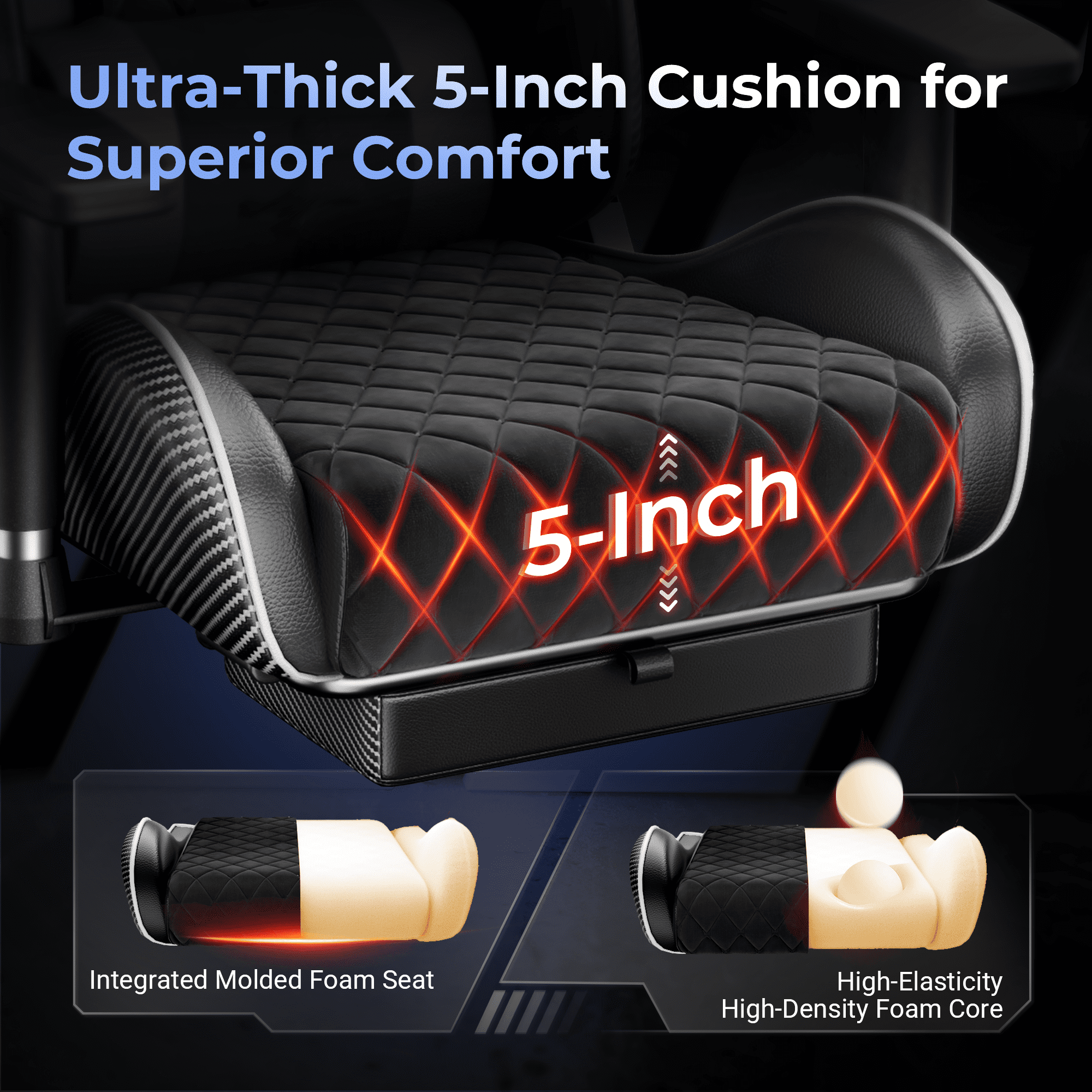 Seenda GCPro-10 Big and Tall Gaming Chair with Footrest, High-Back Ergonomic Office Chair, Heavy Duty Reclining Computer Desk Chair with Adjustable Lumbar Support and Headrest
