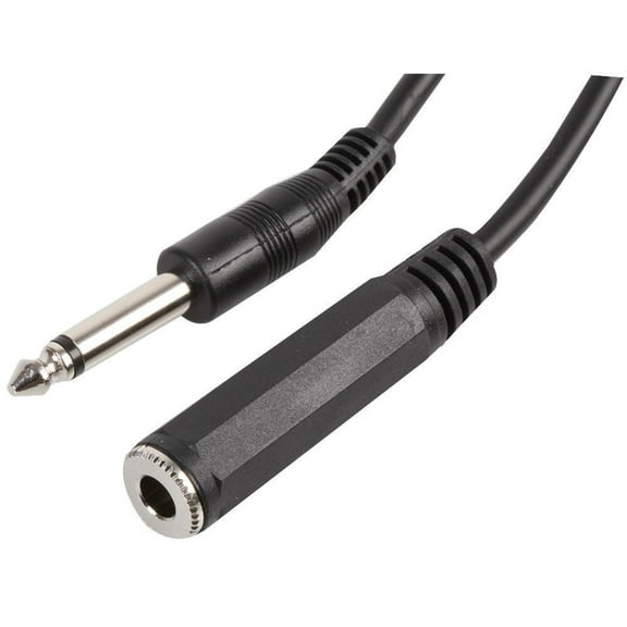 PRO SIGNAL - 6.35mm (1/4") Mono Jack Plug to Socket Lead, 3m Black