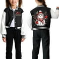 thumbnail image 5 of Staki Girls Bomber Jackets Girl's Jacket Christmas Print Long Sleeve Baseball Bomber Jacket Coat(Black,7-8 Years), 5 of 7