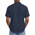 thumbnail image 5 of LIaqionyy Mens Cotton Linen Button down Shirts Casual Callarless Short Sleeve Shirt Summer Beach Tops with Pocket, 5 of 6