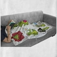 thumbnail image 5 of Crocodile Soft Flannel Fleece Throw Blanket, Characters in Action Balloons Flowers and Hearts Cartoon Theme, Cozy Plush for Indoor and Outdoor Use, 60" x 80", Lime Green Multicolor, by Ambesonne, 5 of 5