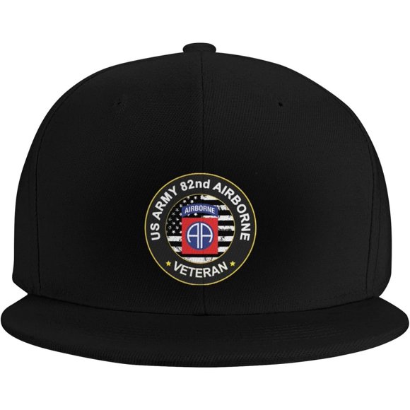 US Army Veteran 82nd Airborne Division Hat Casual Fashion Flat Bill Baseball Cap Adjustable Trucker Hats for Men and Women