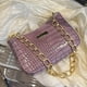 thumbnail image 1 of Bolso para axilas para mujer Bolso de compras con monedero de PU con patrón de cocodrilo simple (púrpura) Sywqhk Para Estrenar, 1 of 9
