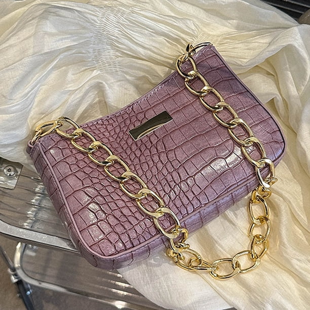 Bolso para axilas para mujer Bolso de compras con monedero de PU con patrón de cocodrilo simple (púrpura) Sywqhk Para Estrenar