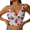 thumbnail image 2 of Uemuo Leaves And Anemone Flowers In Red Grey Pattern Women's Sports Bra - High Impact Support, Breathable, and Comfortable Athletic Bra for Running, Yoga, and Workouts, 2 of 9