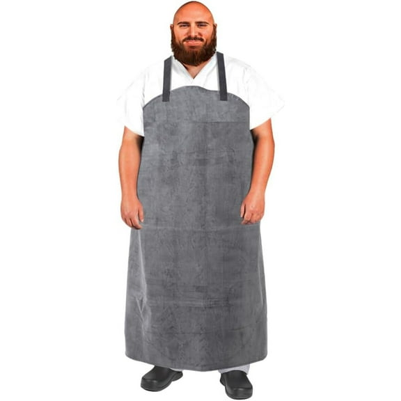 URBY 1pc Plus Size Big and Tall Rubber Apron Leather Welding, Flame Resistant
