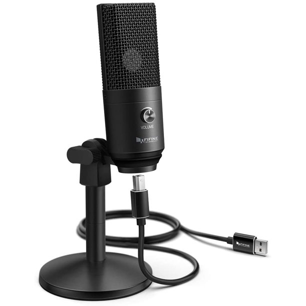 Fifine Podcast Microphone USB with Headphone Monitoring 3.5mm Jack and
