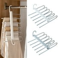 thumbnail image 2 of Pebbuoy Folding Trouser Rack Stainless Large Capacity Seamless Anti-slip Great Load Bearing Closet Organizer Jeans Skirts Scarf Pants Vertical Storage Hanger, 2 of 7