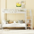 thumbnail image 2 of Euroco Metal Twin over Twin Bunk Bed for Kids Teens Adults, Space-Saving with Staircase and Wardrobe, White, 2 of 11