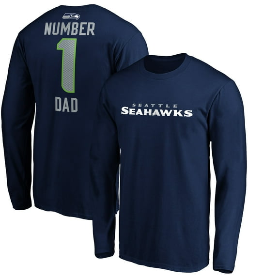 Men's College Navy Seattle Seahawks #1 Dad Long Sleeve Team Logo T-Shirt