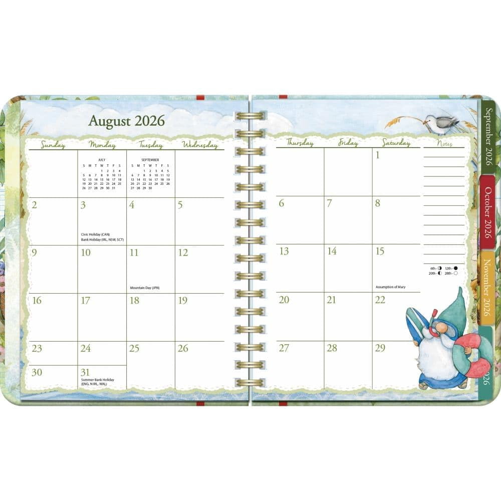 Lang Companies, Gnome Sweet Gnome Deluxe 2026 Planner, 8.25'' X 9.5'', Weekly Calendar with Stapled Binding