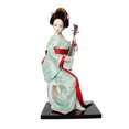 thumbnail image 1 of TISHITA - Escultura de muñeca geisha asiática japonesa de 12 pulgadas, estatua étnica japonesa para estante de oficina, mesa, decoración del hogar, color rojo y verde claro, 1 of 8