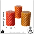 thumbnail image 6 of Twist Pillar Candles, Set of 3, Orange, Tangerine and Amber, 45 Hours Burn Time, 4 Inches, 6 of 7